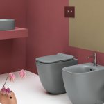 Axa Wild Miska stojąca 34x52 cm i deska WC wolnoopadająca Grey Matt 3001609+AF3009