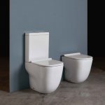 Axa Wild  Miska stojąca 34x65 cm do kompaktu i zbiornik z deską WC wolnoopadającą Biały połysk 3001501+3005101+AF3001