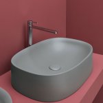 Axa Wild Umywalka stawiana na blat 40x60 cm z korkiem Click-clack Grey Matt 3008109+AF001509