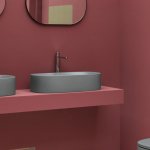 Axa Wild Umywalka stawiana na blat 40x60 cm z korkiem Click-clack Grey Matt 3008109+AF001509