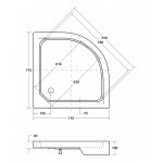 Besco Alex Brodzik Półokrągły 70x70 biały BAA-70