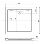 Besco Aquarius Brodzik Kwadratowy SlimLine 80x80 biały BAA-80-K