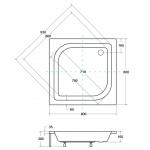 Besco Ares Brodzik Kwadratowy 80x80 biały BAA-80-KW