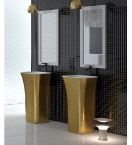 Besco Assos Glam Umywalka Wolnostojąca 40x50xh85 cm biała/złota UMD-A-WOZ