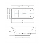 Besco Assos Glam Wanna Wolnostojąca 160x70 cm biała/grafit WMD-160-AG