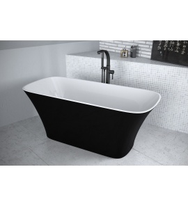 Besco Assos Wanna wolnostojąca 160x70 cm czarno-biała WMD-160-ABW