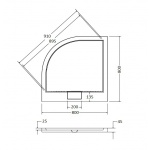 Besco Axim Brodzik Półokrągły UltraSlim 80x80 biały BAX-80-NR