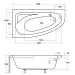 Besco Cornea Comfort Wanna asymetryczna Lewa 150x100 biała WAC-150-NL