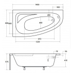 Besco Cornea Wanna asymetryczna Lewa 140x80 biała WAC-140-NL