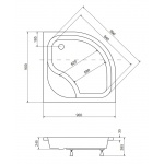 Besco Diper I Brodzik Półokrągły 90x90 biały BAD-90-NK