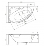 Besco Finezja Nova Wanna asymetryczna Lewa 140x95 biała WAF-140-NL