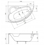 Besco Finezja Nova Wanna asymetryczna Lewa 155x95 biała WAF-155-NL