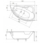 Besco Finezja Nova Wanna asymetryczna Prawa 140x95 biała WAF-140-NP