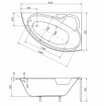 Besco Finezja Nova Wanna asymetryczna Prawa 155x95 biała WAF-155-NP