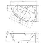 Besco Finezja Nova Wanna asymetryczna Prawa 170x110 biała WAF-170-NP