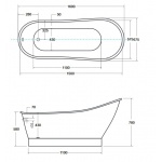 Besco Gloria Glam Wanna Wolnostojąca 160x68 cm biała/srebrna WMD-160-GLS