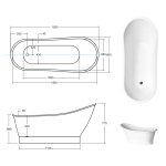 Besco Gloria Wanna Wolnostojąca 160x66 biała WMD-160-GL