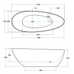 Besco Goya Glam Wanna Wolnostojąca 142x62 cm biała/srebrna WMD-140-GS