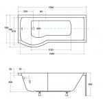 Besco Inspiro Wanna Do Zabudowy+Parawan Lewa 150x70 biała WAI-150-NLE