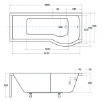 Besco Inspiro Wanna Do Zabudowy+Parawan Prawa 160x70 biała WAI-160-NPR