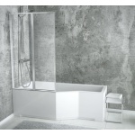 Besco Integra Wanna Do Zabudowy+Parawan 2-skrzydłowy Lewa 150x75 biała WAI-150-PL2