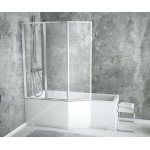 Besco Integra Wanna Do Zabudowy+Parawan 3-skrzydłowy Lewa 150x75 biała WAI-150-PL3