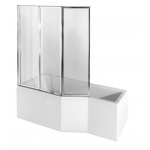 Besco Integra Wanna Do Zabudowy+Parawan 3-skrzydłowy Lewa 150x75 biała WAI-150-PL3