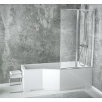 Besco Integra Wanna Do Zabudowy+Parawan 2-skrzydłowy Prawa 150x75 biała WAI-150-PP2