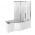 Besco Integra Wanna Do Zabudowy+Parawan 3-skrzydłowy Prawa 150x75 biała WAI-150-PP3