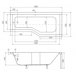 Besco Integra Wanna Do Zabudowy+Parawan 3-skrzydłowy Prawa 150x75 biała WAI-150-PP3