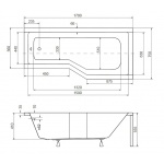 Besco Integra Wanna Do Zabudowy+Parawan 2-skrzydłowy Prawa 170x75 biała WAI-170-PP2