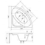 Besco Luksja Wanna narożna 148x148 biała WAL-150-NS