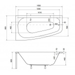 Besco Luna Wanna asymetryczna Lewa 150x80 biała WAL-150-NL