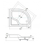 Besco Maxi Brodzik Asymetryczny Prawy 100x80 biały BAM-100-NP