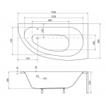 Besco Milena Premium Wanna asymetryczna Prawa 150x70 biała WAM-150-NP$