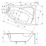 Besco Rima Wanna asymetryczna Prawa 130x85 biała WAR-130-NP