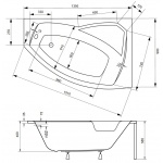 Besco Rima Wanna asymetryczna Prawa 140x90 biała WAR-140-NP