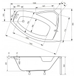 Besco Rima Wanna asymetryczna Prawa 150x90 biała WAR-150-NP
