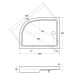 Besco Saturn Brodzik Asymetryczny Lewy 100x80 biały BAS-100-NL