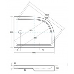 Besco Saturn Brodzik Asymetryczny Prawy 100x80 biały BAS-100-NP