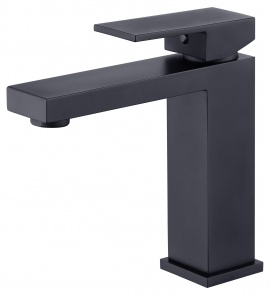 Besco Varium Bateria umywalkowa niska jednootworowa czarny matt BU-VII-CZ