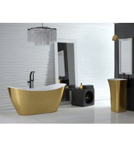 Besco Viya Glam Wanna Wolnostojąca 160x70 cm biała/złota WMD-160-VZ