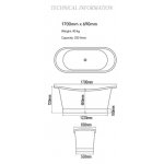 Bleu Provence Napoleon Wanna wolnostojąca 170x69 miedź NAPOLEON.170.CC