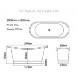 Bleu Provence Napoleon Wanna wolnostojąca 200x80 miedź NAPOLEON.200.CC