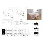 Bleu Provence Anis Wanna wolnostojąca z nogami chrom 137x76,5 różowy 1030R1