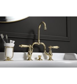 Bleu Provence Bateria umywalkowa 3-otworowa z korkiem gold clear RLA1014POG