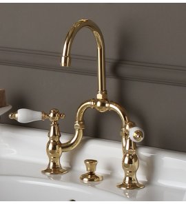 Bleu Provence Bateria umywalkowa 3-otworowa z korkiem gold RLA1014POR