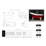 Bleu Provence Lavande Wanna wolnostojąca z nogami białymi 137x76,5 czerwony 2030R1