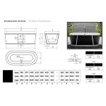 Bleu Provence Pure Wanna wolnostojąca 178x80 czarny-biały 1480R