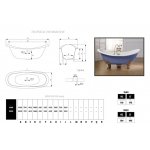 Bleu Provence Thym Wanna wolnostojąca z nogami złotymi 180x77 niebieski 5080R